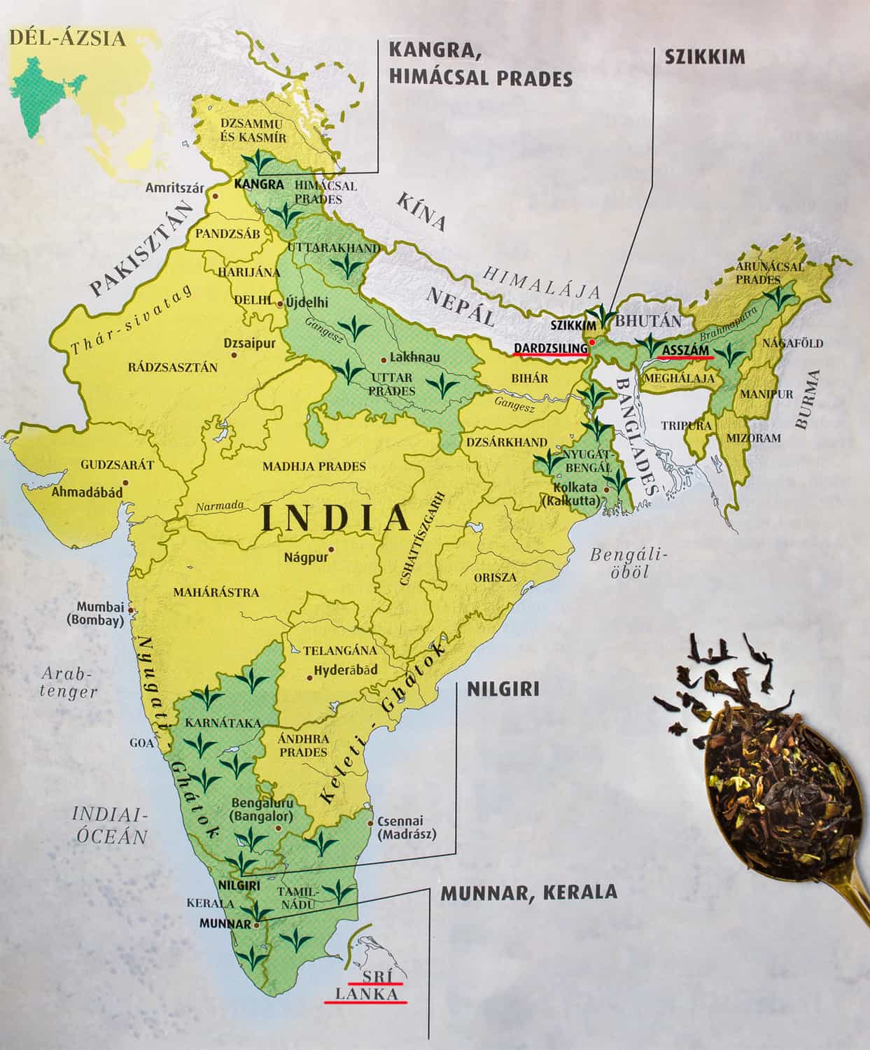 Térkép India, Darjeeling tájvidék.